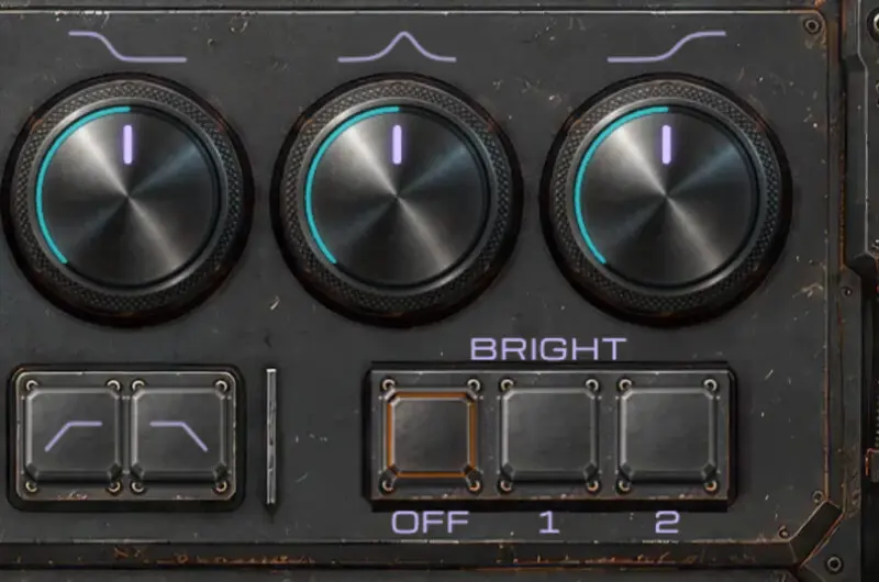 Channel 1’s BRIGHT switch: OFF, 1, 2
