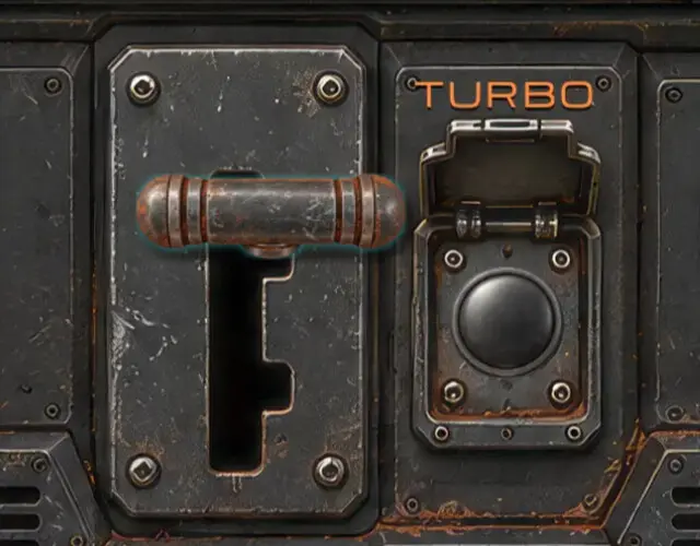 The gear lever and the TURBO hatch